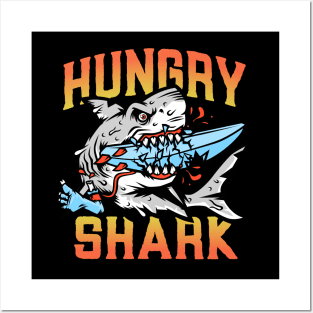 Hungry shark - wild shark design Posters and Art